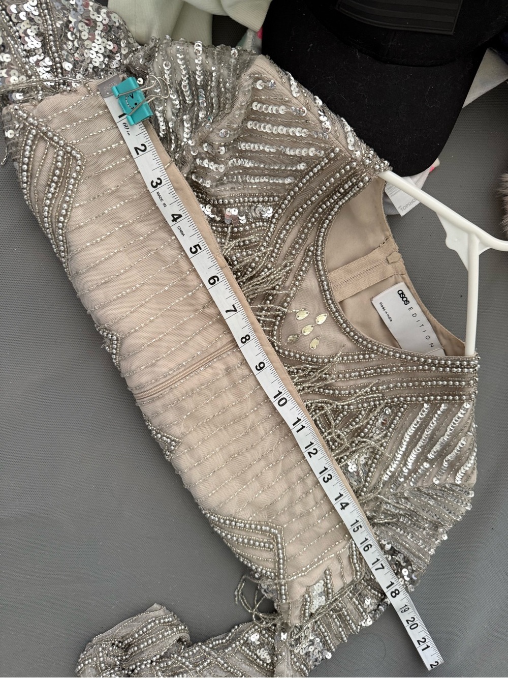 ASOS EDITION placement sequin and fringe top co-ord - Picture 8 of 10